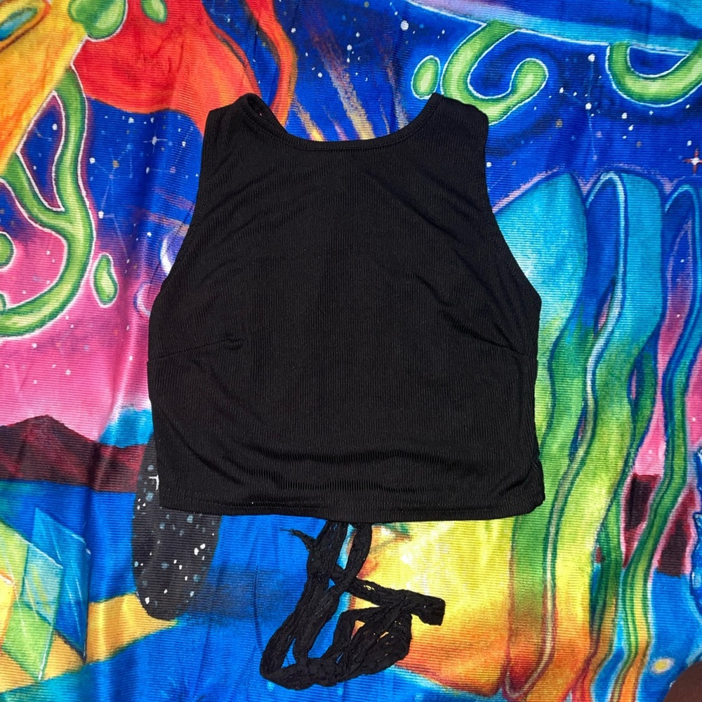 Black crop top w/ lace details